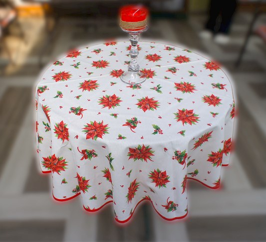 Mantel de Mesa Navideño Floreado Redondo
