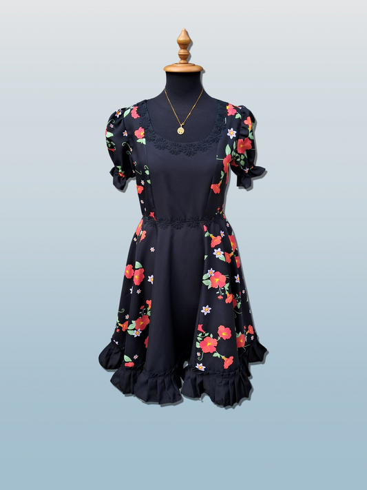 Vestido Floreado Negro de cueca