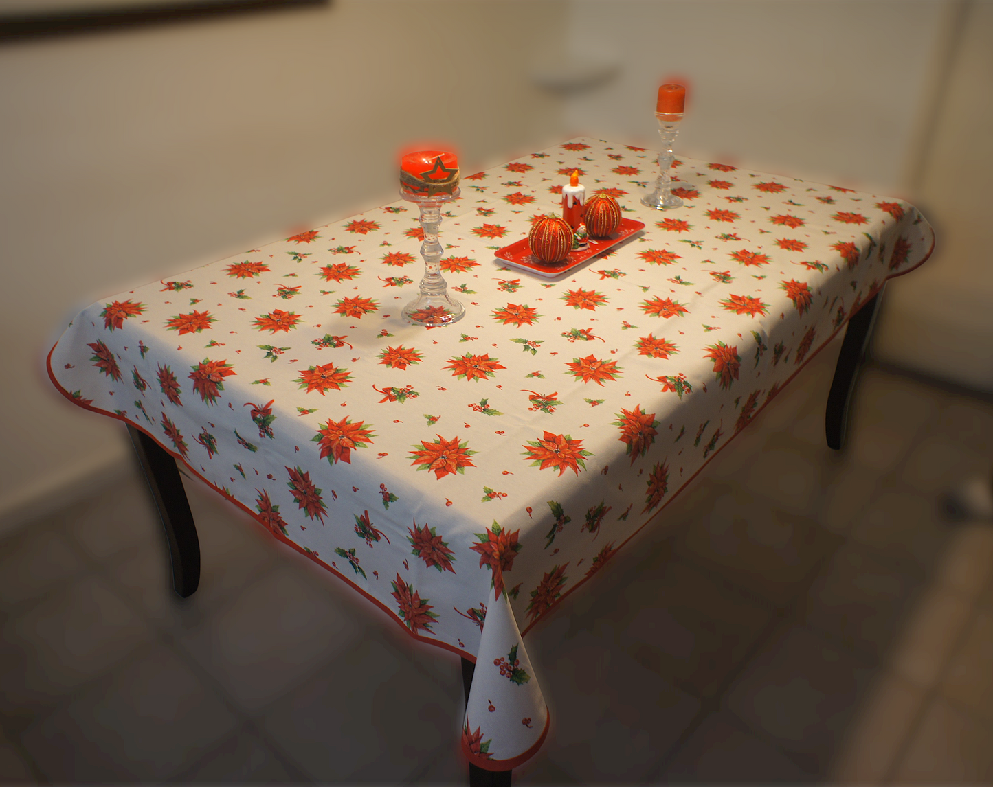 Mantel de Mesa Navideño Floreado