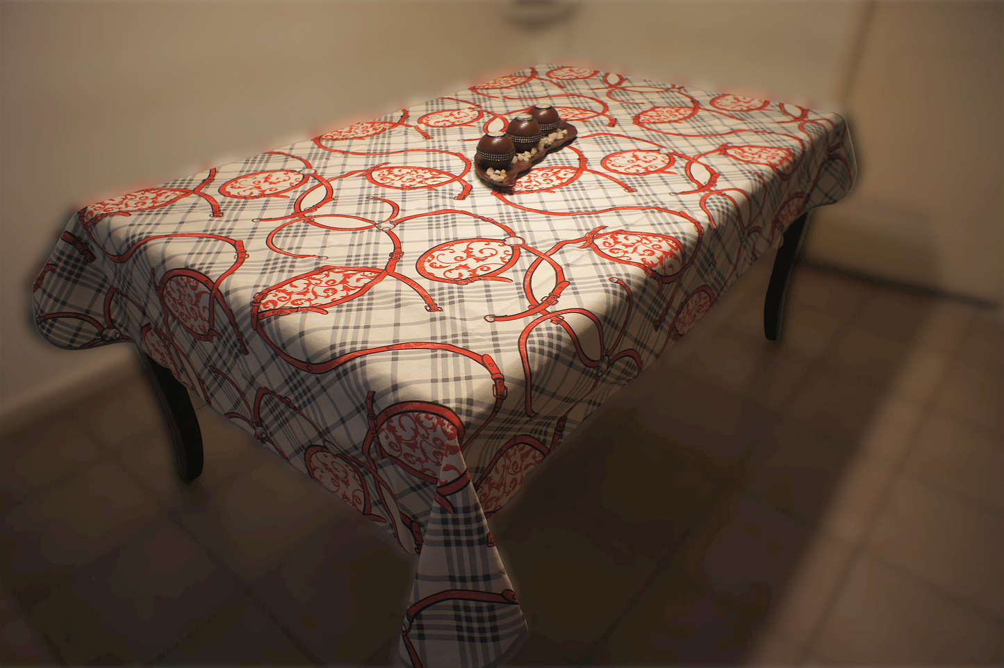 Mantel de Mesa Blanco/Rojo