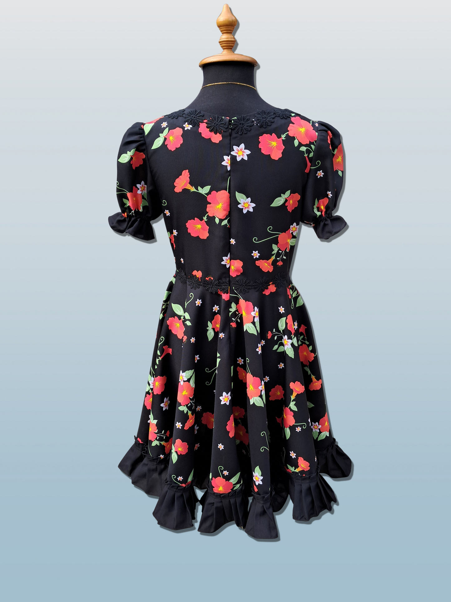 Vestido Floreado Negro de cueca
